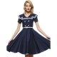 Women retro swing dress trumpet sleeve jacket - solid color V-neck