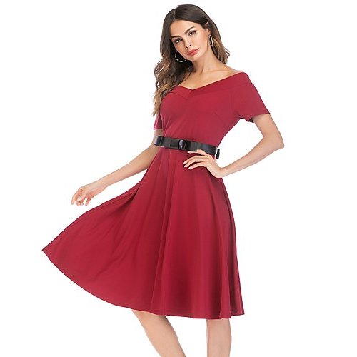 Women retro swing dress - Solid