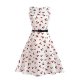 Female holiday / beach retro cotton dress - fruits, cherries, senior print / Summer