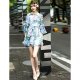 Women, daily basic, elegant speaker sleeve shift dress Print