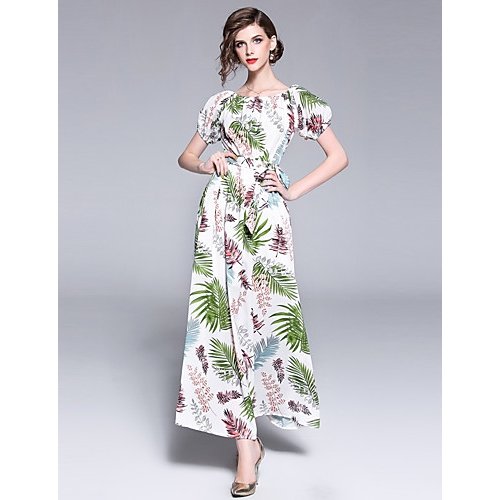 Women retro / advanced A-line dress - Floral Patchwork