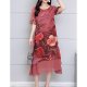 Women daily, out loose chiffon dresses, printed cotton