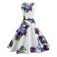 Female retro / Street Fashion cotton swing dress - white flower print